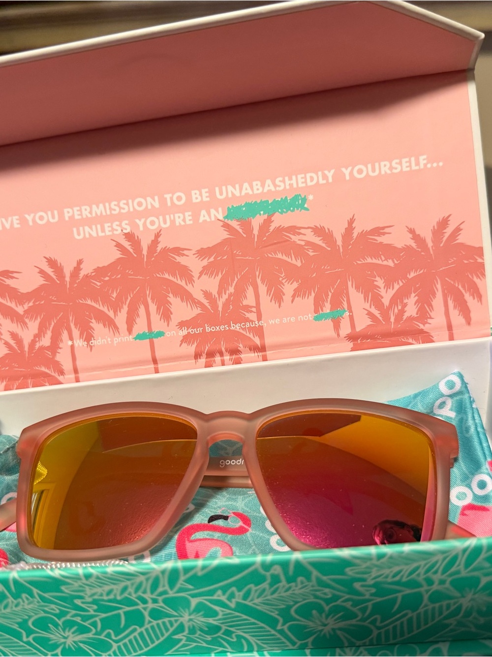 Pink Coral goodr Mirrored polarized Sunglasses